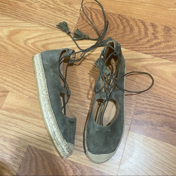 kanna Shoes - Kanna Green Suede Lace Up Espadrilles size 7